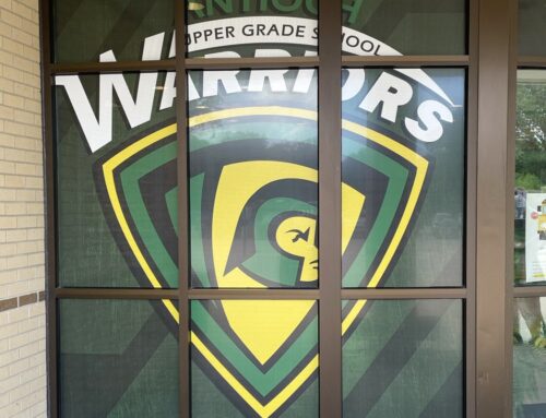 Perforated Middle School Glass Entrance